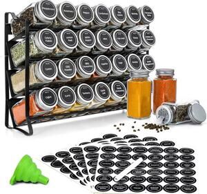 Spice Rack with 28 Spice Jars Spice Rack Organizer for Cabinet Spice Jars with